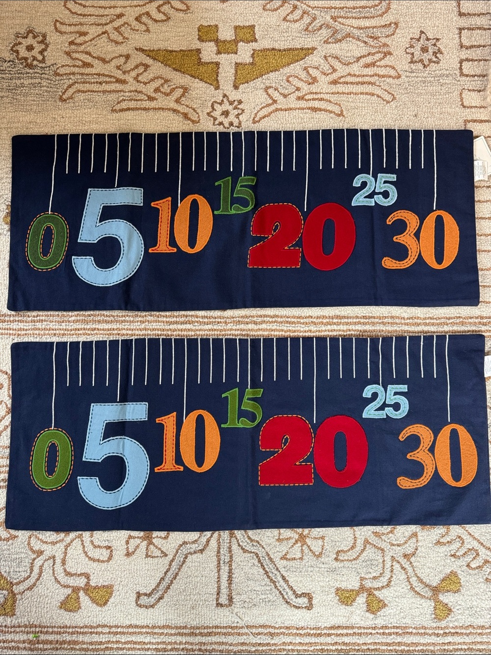 New with Tags 14x36” Pottery Barn Kids Ruler Lumbar Sham (set of 2) Cotton